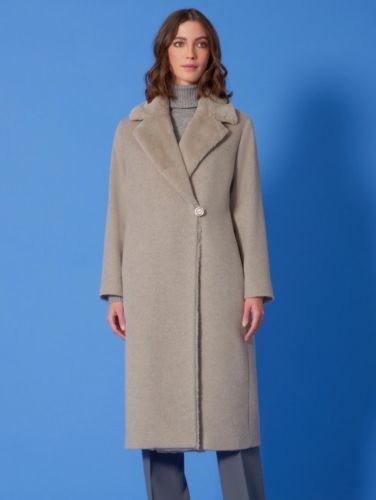 Manteau en laine avec fourrure écologique